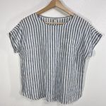 L.L. Bean Linen Striped Top Women's M Blue White Short Sleeve Casual Summer Size M Photo 0