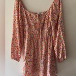 JustFab Ditsy Floral Fit and Flare Mini Dress Long Sleeve Photo 0