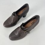 Clarks Collection Women's Leather Block Heel Side Zip Pumps Heels Taupe Size 8M Photo 2