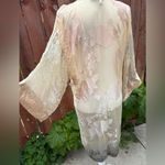 Vintage Natori 100% Silk Peach & Purple Ombré Floral Kimono Size Small Pink Photo 3