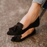 Black Micro Suede Tassel Loafer Size 8.5 Photo 1