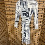 For Her White And Black Newspaper Print Belted Dress Size Medium Photo 1