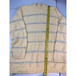 Vintage Basic Editions Knit Sweater Striped Cream Blue Acrylic Size‎ Medium Photo 2