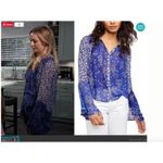 Free People NWT  Floral Blouse Bell Sleeve Bohemian‎ Rosalie Wrap Top Blue Size S Photo 1