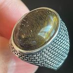 Natural tigers eye stone ring size 9 Silver Photo 4