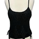 Y2K 90s Crop Top L Black Crochet Lace Goth Vamp Coquette ALT Vampire Diaries Size L Photo 0