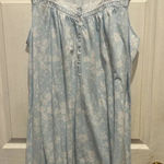 Earth Angels Nightgown Blue White Floral Sleeveless Cotton Knee‎ Length Large Photo 0