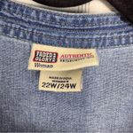 Faded Glory Vintage  Blue Denim Buttoned Top V-neck Short Cap Sleeves 22W/24W Photo 4