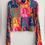 Nasty Gal Kitsch Postcard Mesh Cropped Top, Multicolored, Size 14, NWT Photo 4