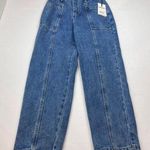 OAT New York High Waist Slouchy Women SZ Small Blue Denim Jean Paper Bag Mom NEW Photo 0