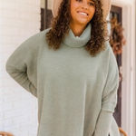 Pink Lily Punk Lily Green/Gray Mock Neck High Low Sweater; Shirt size medium Photo 0