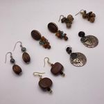Lot Of 5 Costume Earrings Pierced Dangle Drop Brown / Earth Tones Photo 0
