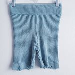 Urban Outfitters Kadin Knit Blue Ribbed Distressed Biker Shorts Photo 1