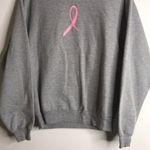 Pink stuff gray pullover with breast cancer awareness pink bow logo size medium Photo 2