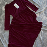 NWT Burgundy Wine Lace Yoke Maxi Dress Peasant Empire Waist Long Sleeve Size Med Red Photo 0