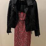 Floral Slip Dress with Black Trim Red Photo 4