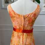 Vintage 60s 70s Orange Yellow Garden Party Chiffon Floral Gown Long Dress 4 6 S Photo 5