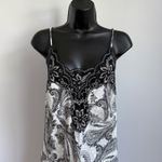 Lily Of France Vintage Sleepwear Slip Dress Medium Black Lace Paisley Lingerie Photo 1