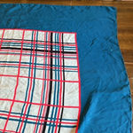 Franco Ferrari Grid Plaid Window Pane Scarf Silk Vintage Turquoise Blue Square Photo 7