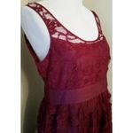 BB Dakota Burgundy Lace Pleated Skirt Sleeveless Midi Cocktail Dress 2 Photo 2