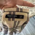 Nasty Gal Plaid Button-Down Shirt Beige Long Sleeve Women's Size 6 Casual Photo 5