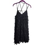 Loveriche Black Textured Velvet Spaghetti Strap Mini Dress Women's Size S Photo 4