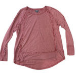 True Craft Waffle Knit Tee Women's Size Large Red Long Sleeves High Low Hem Photo 0