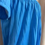Daisy Fuentes Blue Babydoll Smocked Neck Off-Shoulder Top Large Photo 6