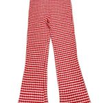 ZARA Red Gingham Plaid Pants High Rise Flare Leg Retro m Photo 0
