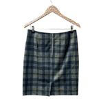 CAbi Step Out Plaid Pencil Mini Skirt Back Zipper Gray Gold 6 3756 Photo 3