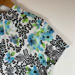 IBKUL Women's Floral Zebra‎ Leopard Print Short Sleeve Golf Shirt Large Blue Photo 7