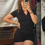 SheIn  Black Knit Zip-Up Romper Photo 0