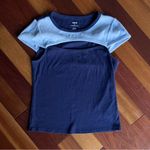 Anthropologie MAEVE  CUTOUT COLORBLOCK BABY TEE NAVY BLUE Photo 1