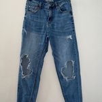 Wild Fable Light Wash Denim Heavily Exposed Distressed High Rise Mom Jeans Photo 0