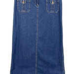 Faded Glory Vintage Y2K  Denim Maxi Skirt Size 4 Flap Pocket Back Slit Dark Wash Photo 0