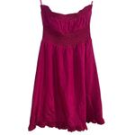 Maeve Anthropologie 100% silk strapless fuschia smocked dress Photo 3