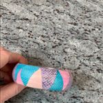Vintage pastel triangle patchwork snakeskin bangle bracelet pink purp turquoise Photo 2