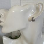 Small White Gold Filled Huggie Hoop Earrings Greek Key Design Silver Photo 6