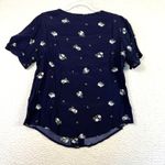 Elodie  Blouse Womens Large Navy Blue Floral Button Short Puff Sleeve Cottage Photo 1