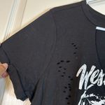 Torrid  Motorcycle Destructed Black Graphic Shirt Edgy Biker Size 0/Large EUC Photo 4