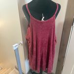 Blu Pepper Red Maroon Waffle Print V-Neck Cold Shoulder Long Sleeve Shirt Flowy Photo 4