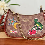 Coach NWT Teri Mini Crossbody Bag In Signature Canvas With Sticker Print Photo 0