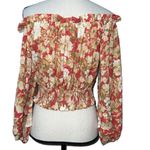 Flying Tomato  size small cropped floral long sleeve top elastic back & sleeves Photo 2