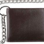 CLASSIC RFID Blocking Mens bi-fold Style Cowhide Leather Steel Chain wallet,USA,texas kenya Brown Photo 0
