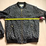 Michael Kors  Bomber Jacket Leopard Print Streetwear Edgy Gold Hardware Fall Navy Photo 7