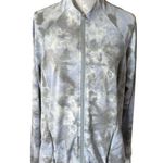 Athleta Salutation Jaquard Jacket Merri Perri Metropolis Gray Blue Womens 1X Photo 0