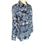 Jaclyn Smith blue and white floral long sleeve collared button down shirt small Photo 1