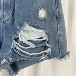 SheIn Small Distressed High Waist Jean Shorts Retro Summer Light Medium Wash Photo 2