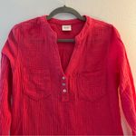 Anthropologie Blouse Mote Pink Textured Henley Long Sleeves Top Sz S EUC Photo 1