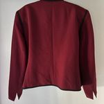 Evan Picone Black Label Blazer 18 Maroon Black Trim Career Open Front Timeless Photo 3